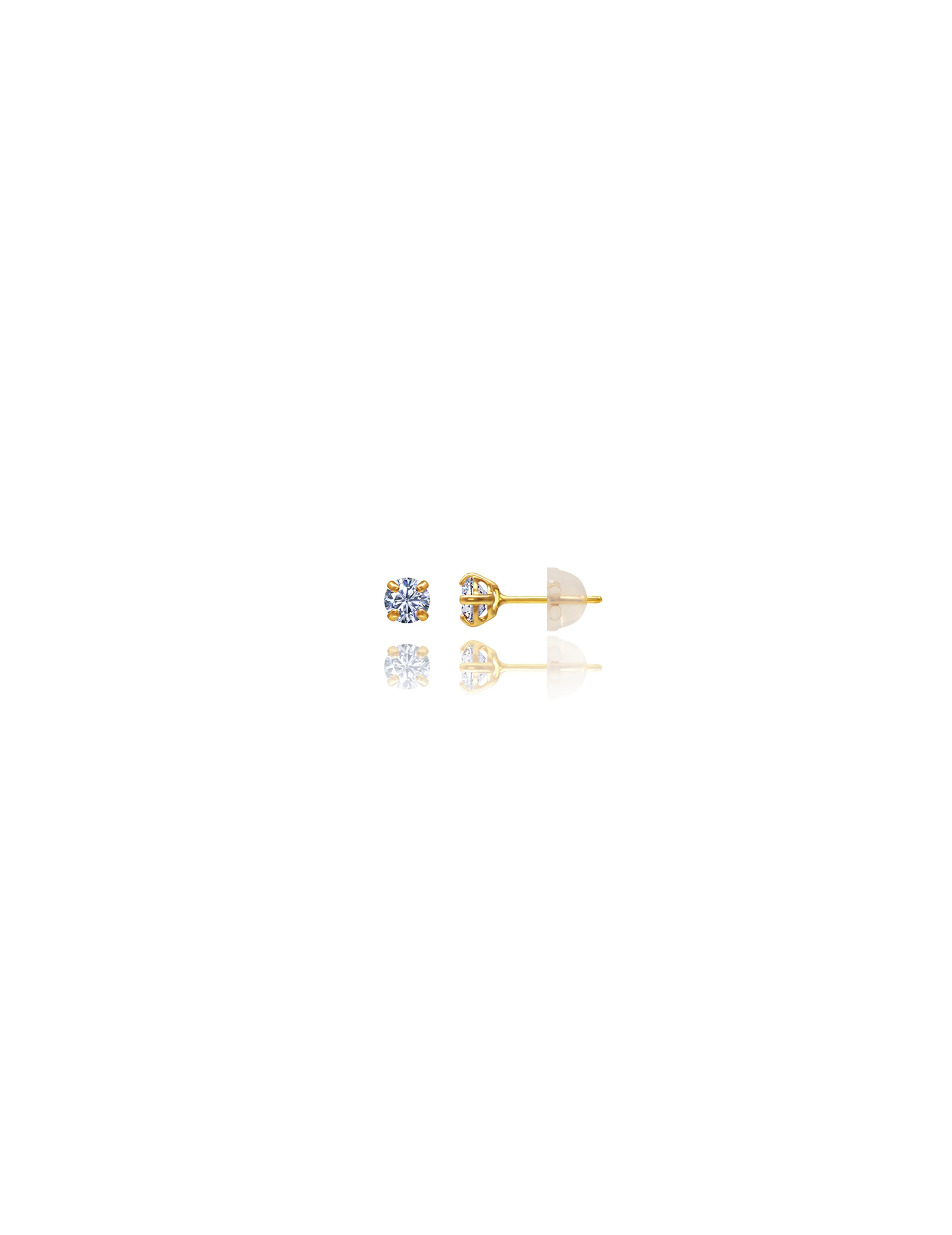 14K Yellow Gold 2.5MM Round CZ Pushback Stud Earrings