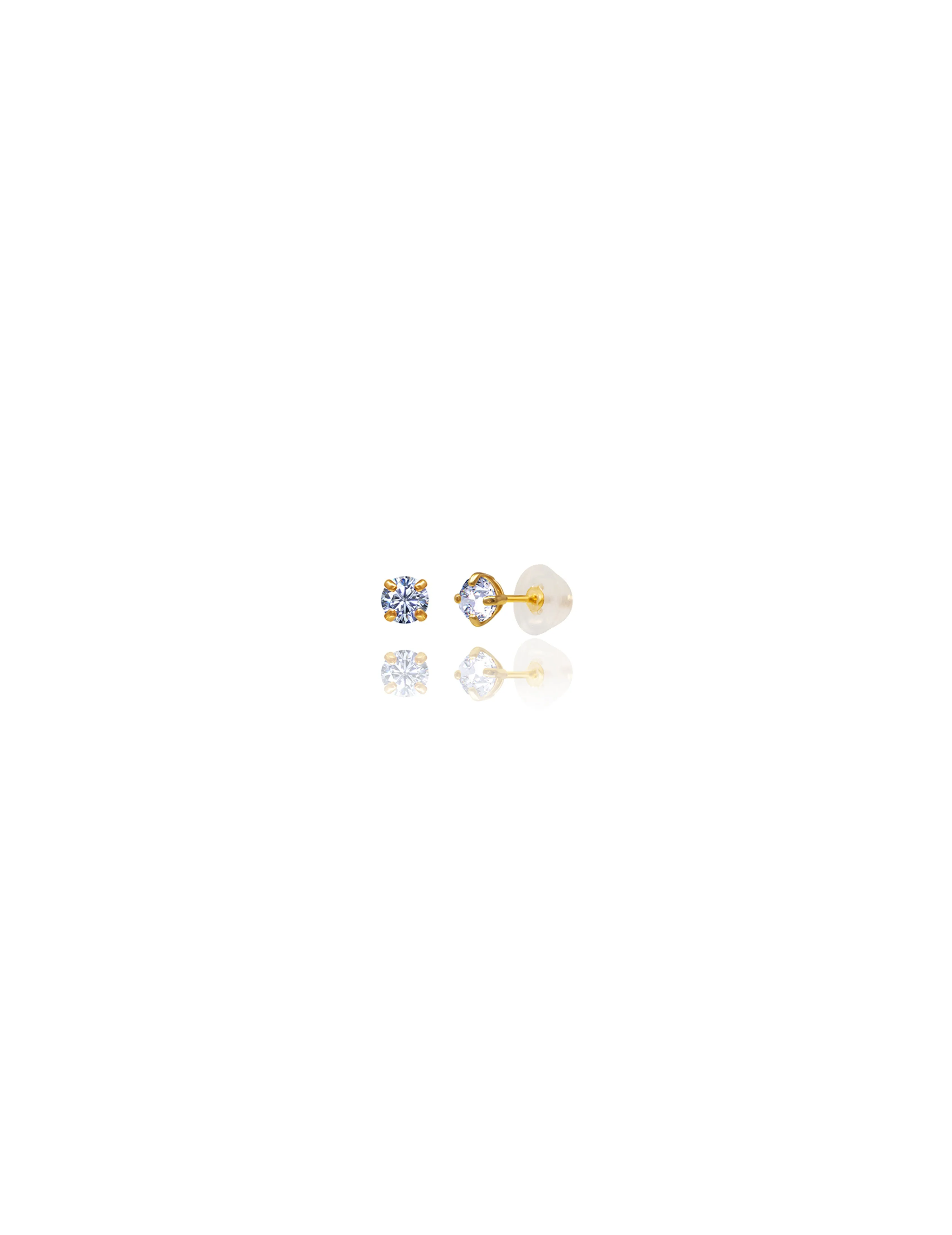 14K Yellow Gold 2.5MM Round CZ Pushback Stud Earrings