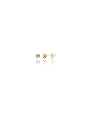 14K Yellow Gold 2.5MM Round CZ Pushback Stud Earrings