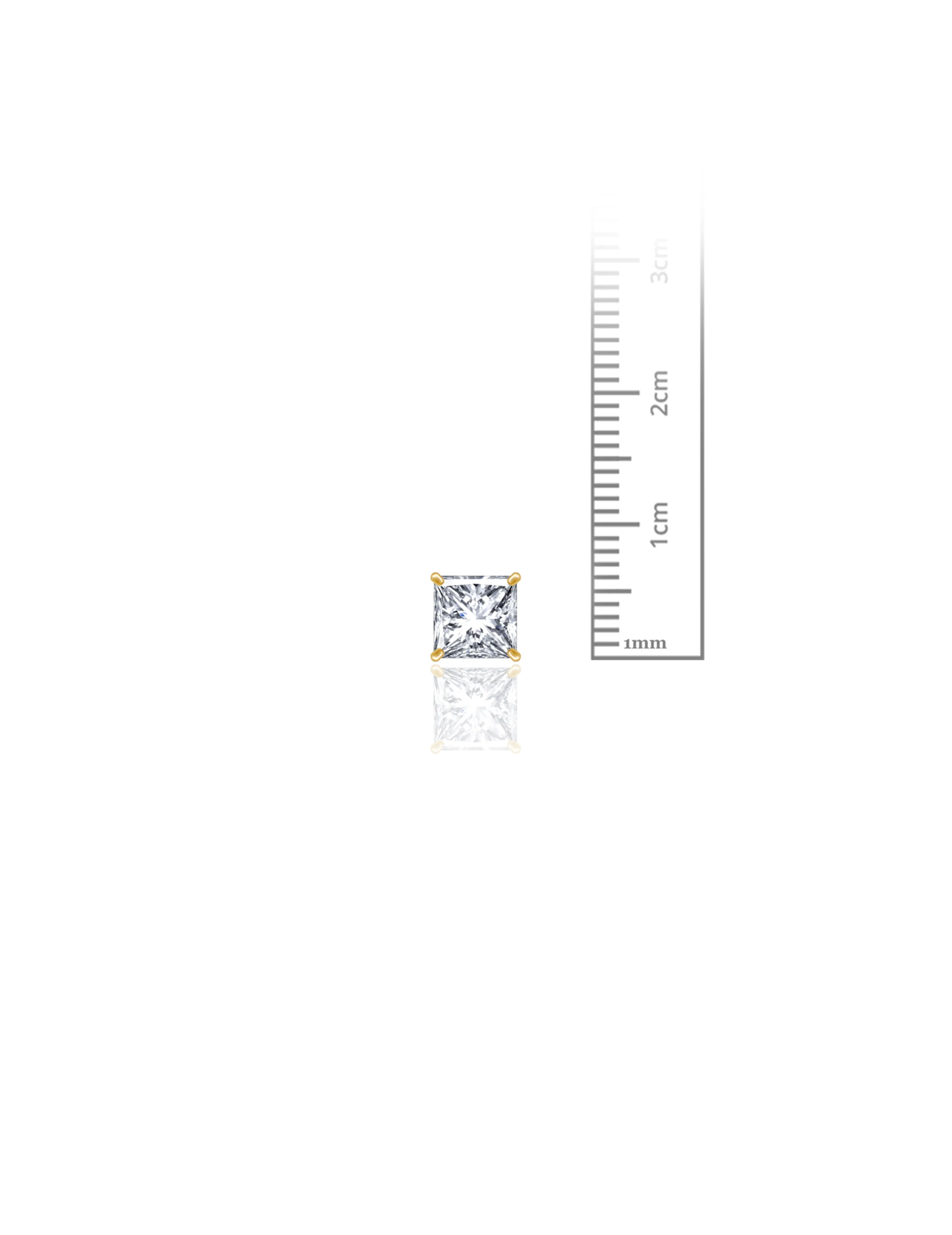14K Yellow Gold 6MM Square CZ Screwback Stud Earrings