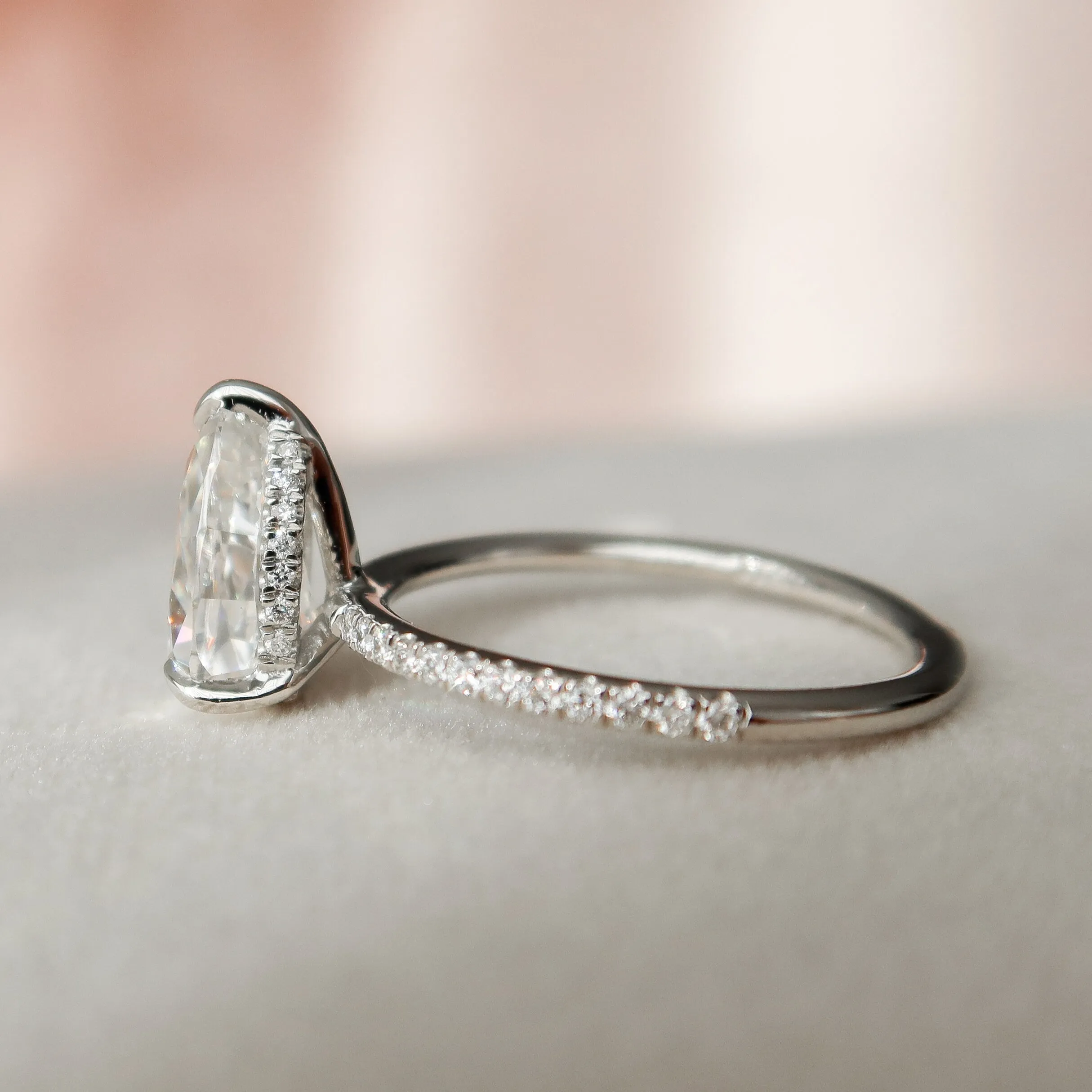 1.50 CT-3.50 CT Pear Cut Moissanite Hidden Halo Solitaire Engagement Ring
