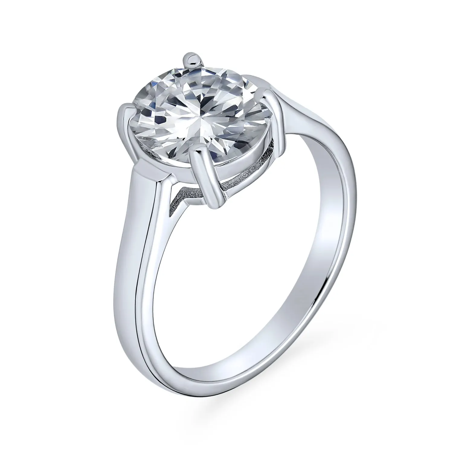 3CT Classic CZ Solitaire Oval CZ Engagement Ring .925Sterling Silver