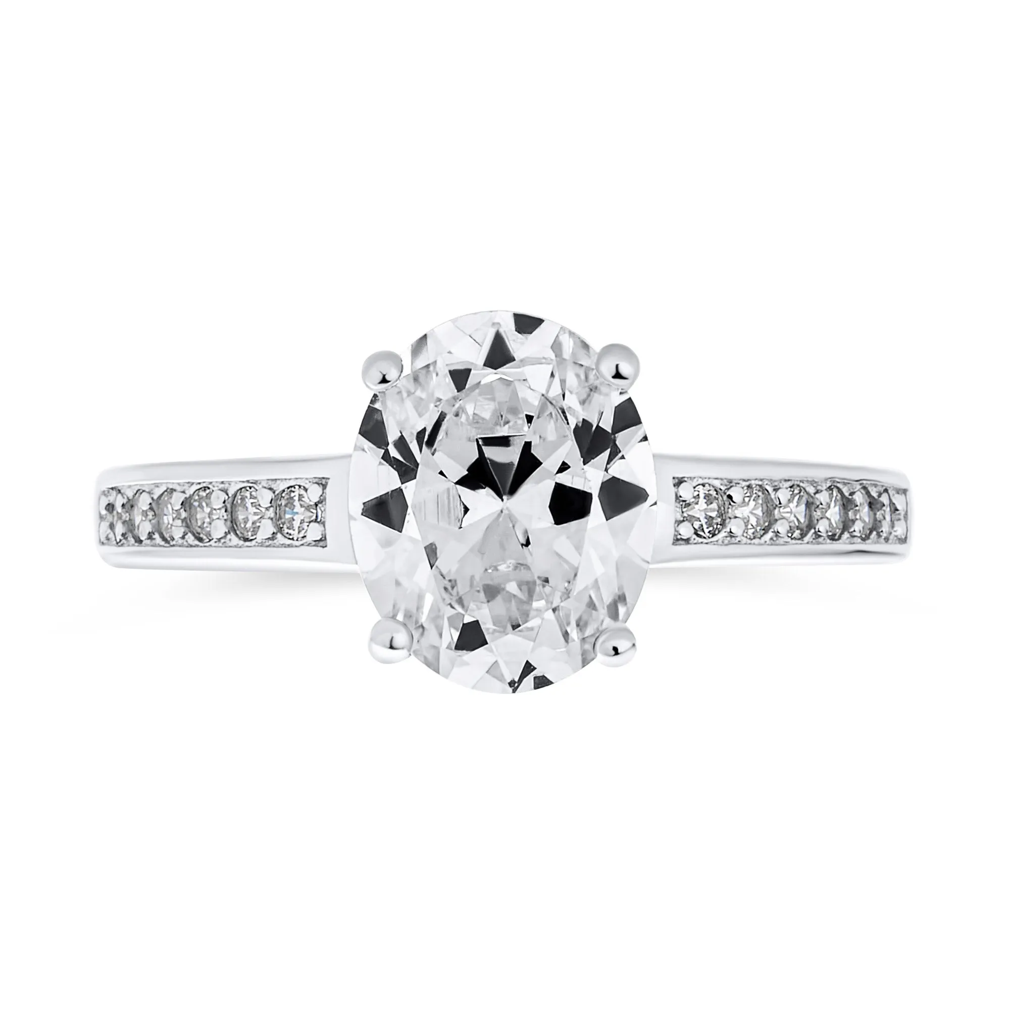 3CT Classic CZ Solitaire Oval CZ Engagement Ring .925Sterling Silver