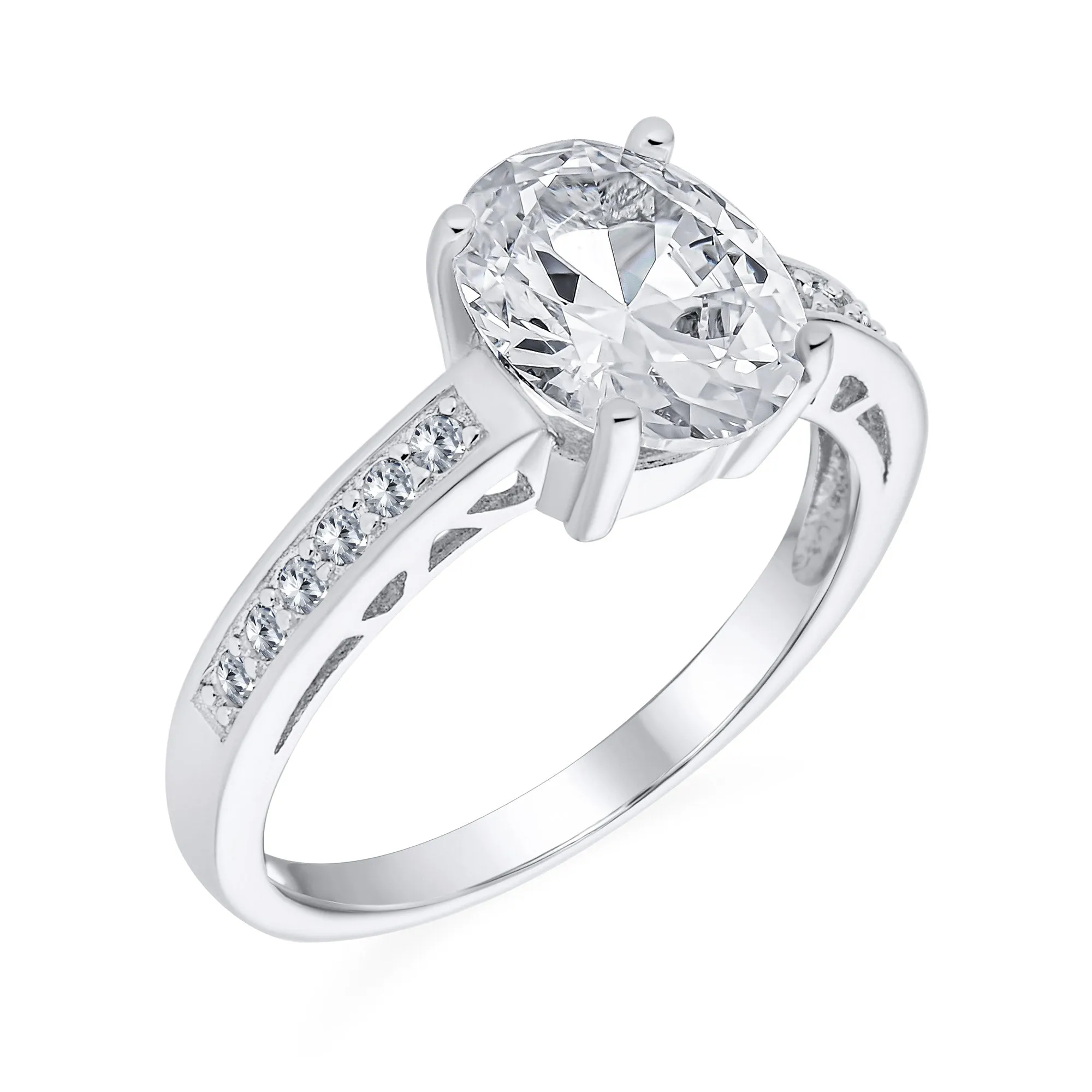 3CT Classic CZ Solitaire Oval CZ Engagement Ring .925Sterling Silver