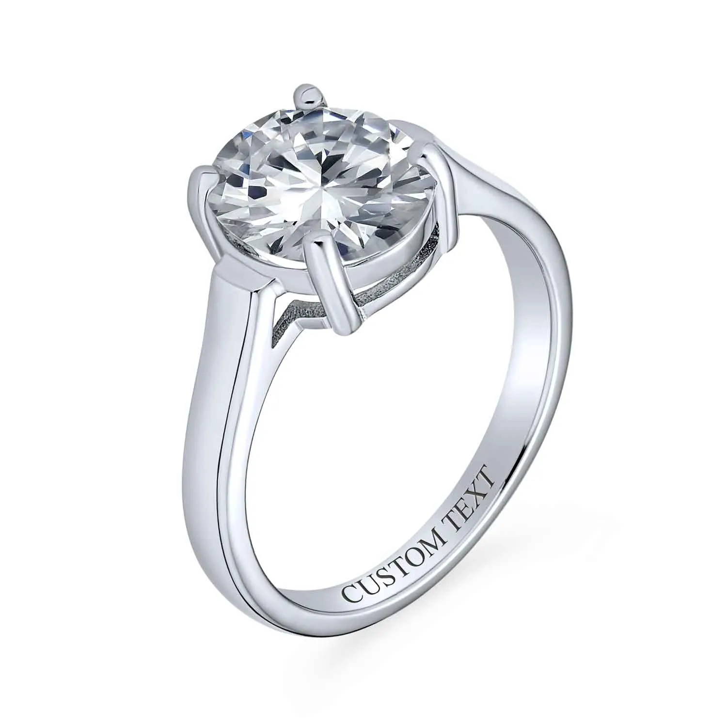 3CT Classic CZ Solitaire Oval CZ Engagement Ring .925Sterling Silver