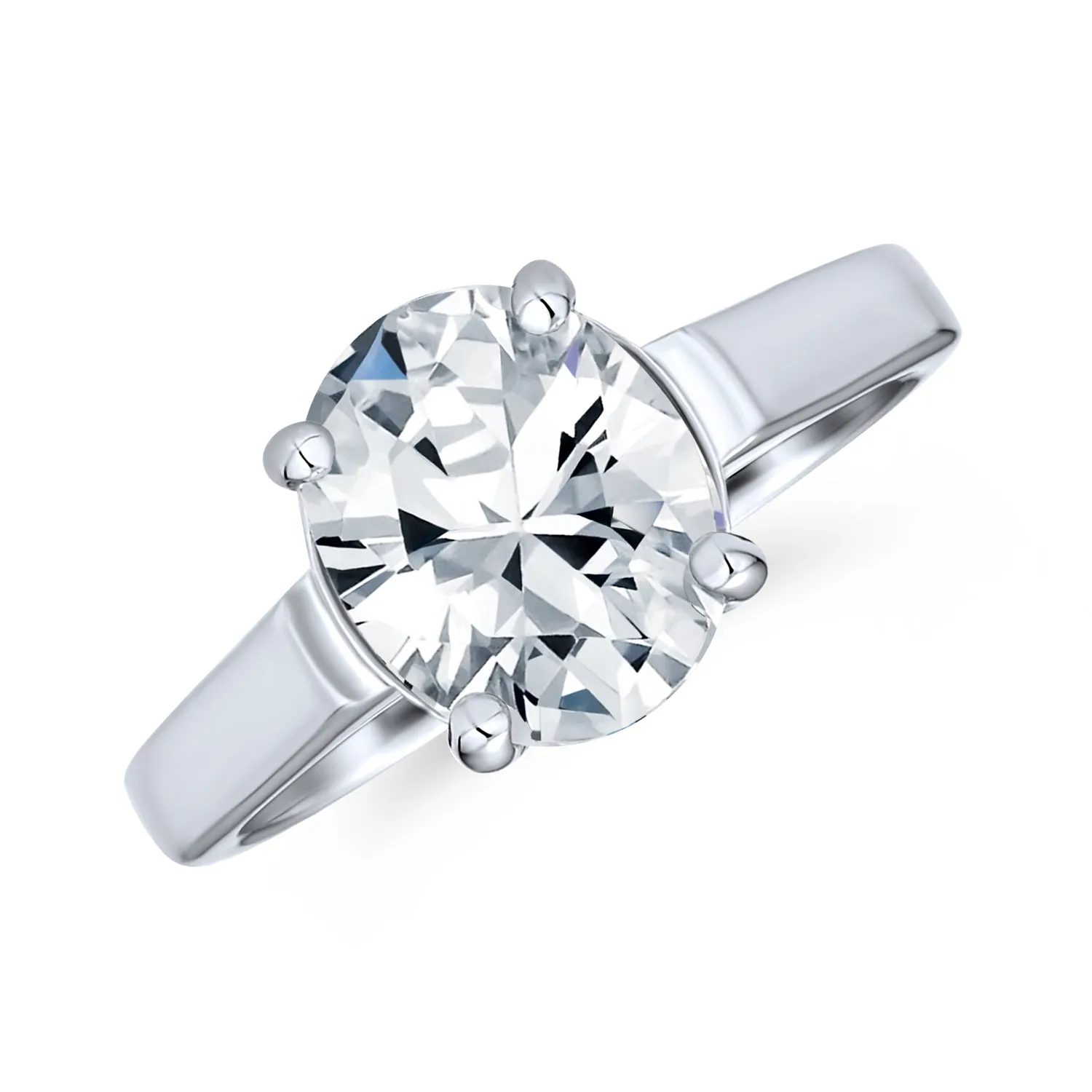 3CT Classic CZ Solitaire Oval CZ Engagement Ring .925Sterling Silver