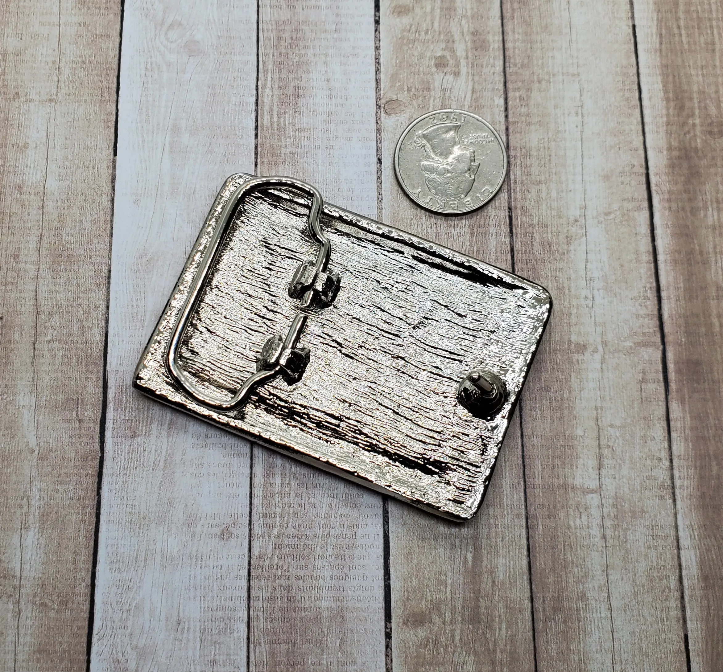 Antique Silver Rectangle Belt Buckle Blank (1) - L1269