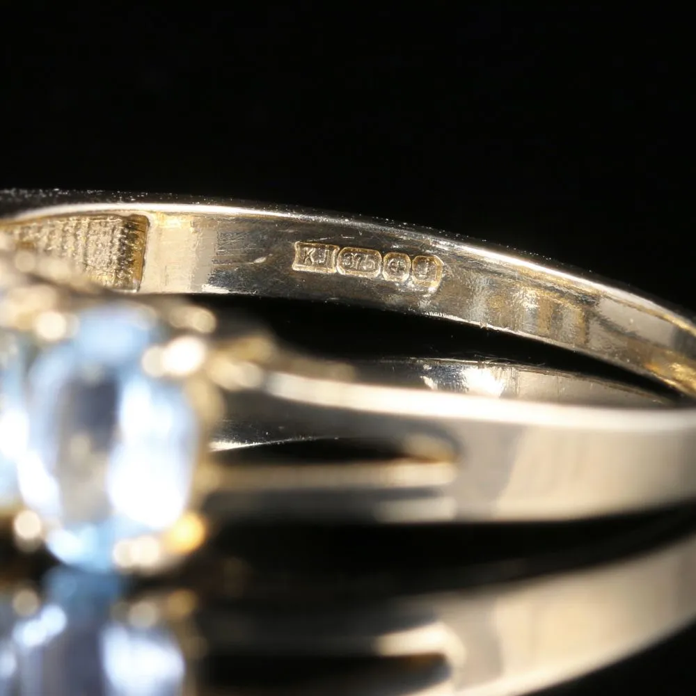 Aquamarine Five Stone Ring 9Ct Yellow Gold