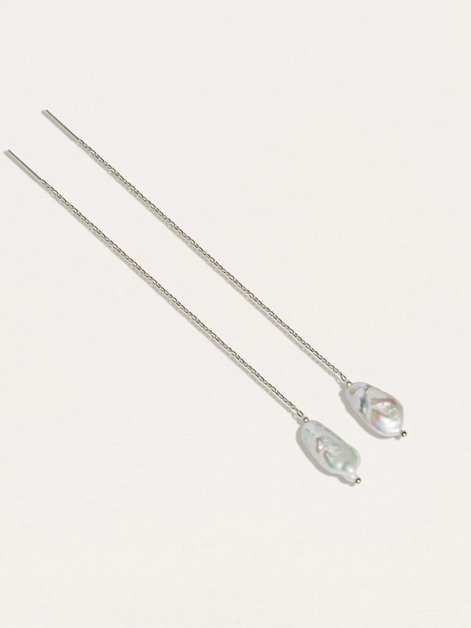 Biwa Pearl Chain Earrings
