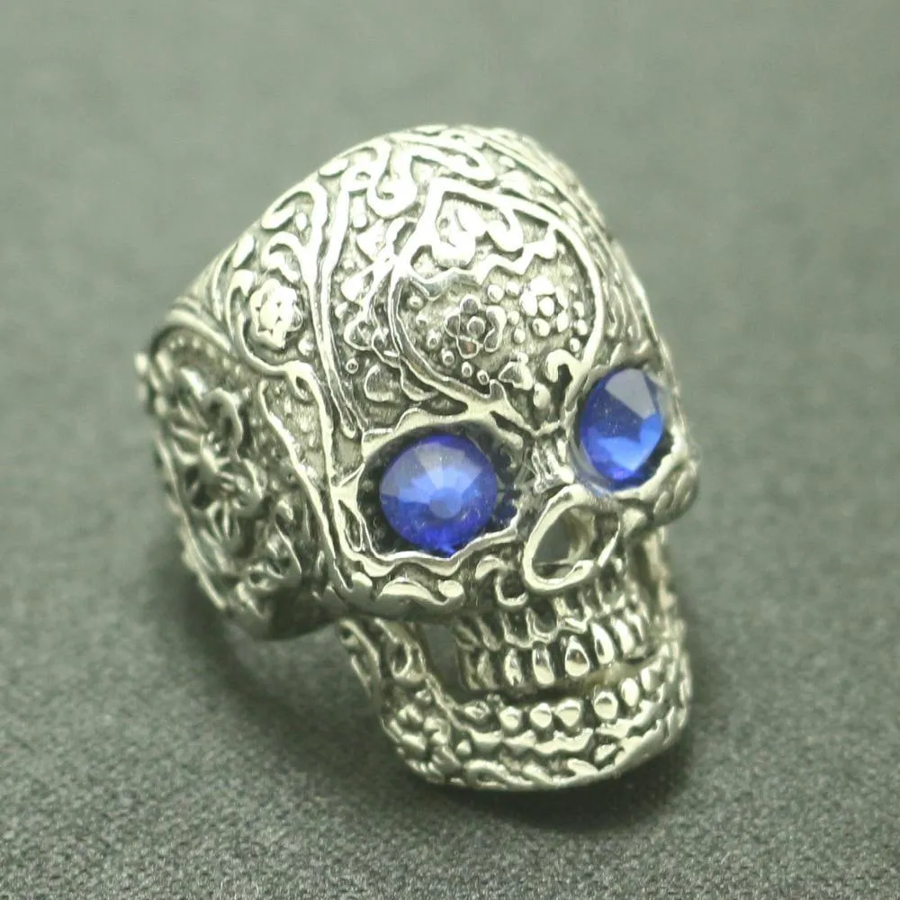 Blue-Eyed Sugar Skull Ring