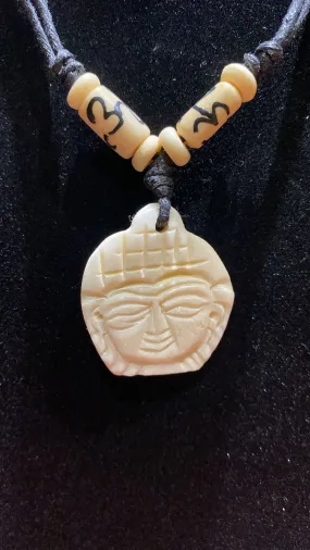 Buddha Bust Adjustable Length Water Buffalo Bone Necklace