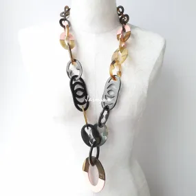 Colorful and Trendy Necklace J18077, Made by Buffalo Horn and Lacquer
