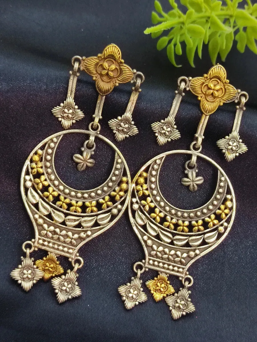 Dual Tone Handcrafted Brass Studded Earrings