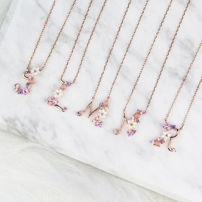Floral Letter Necklace