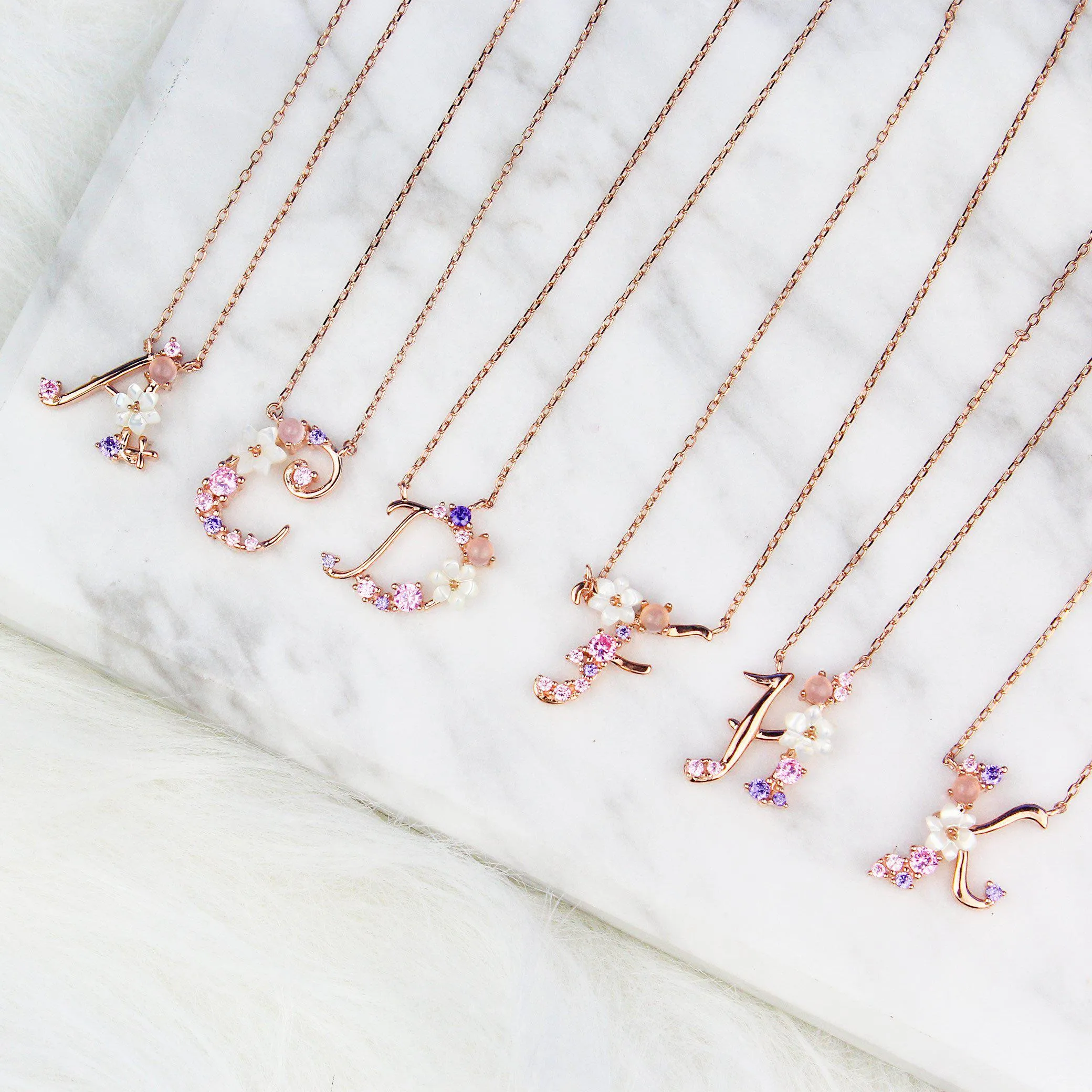 Floral Letter Necklace