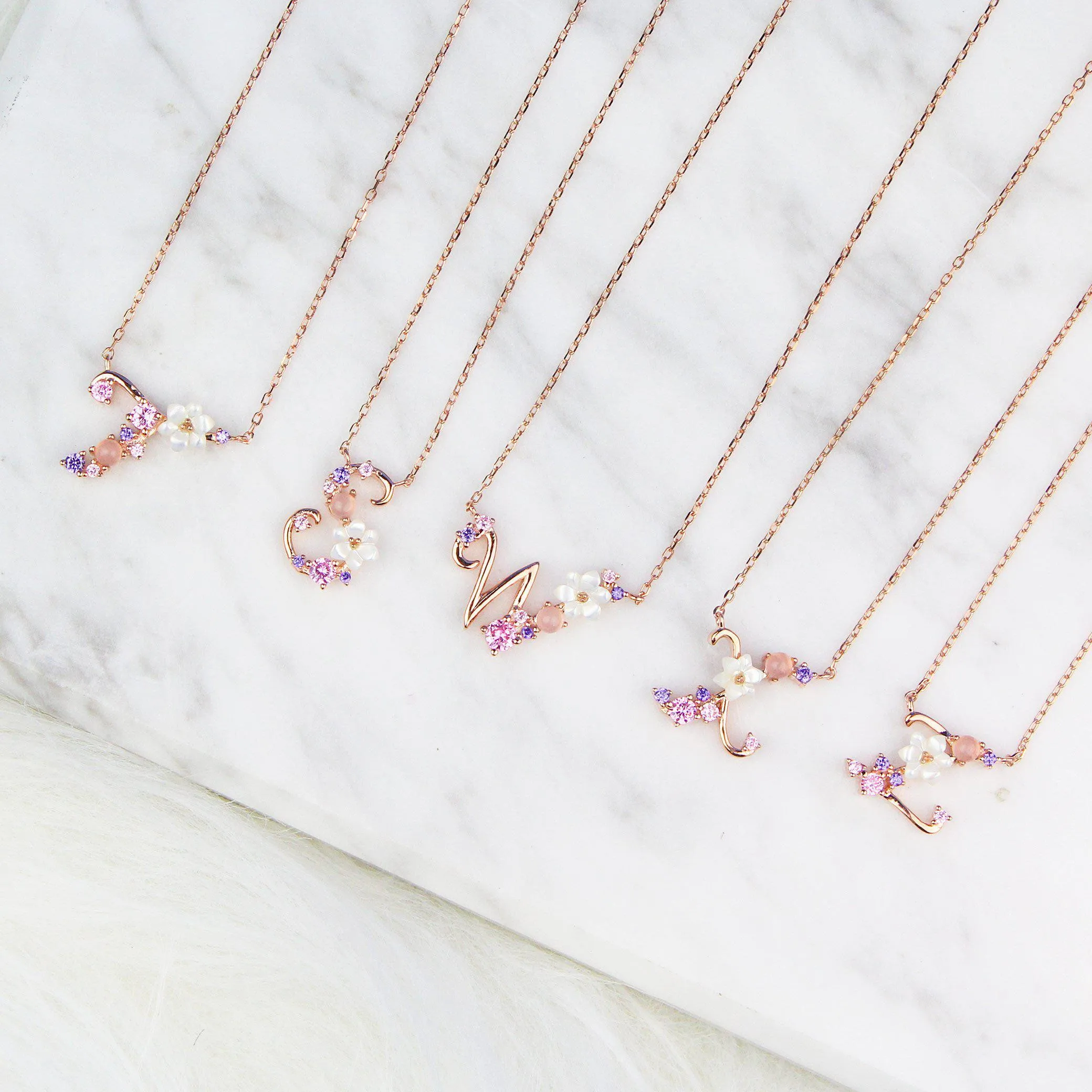 Floral Letter Necklace