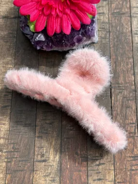 Furry Hair Clip-Pink