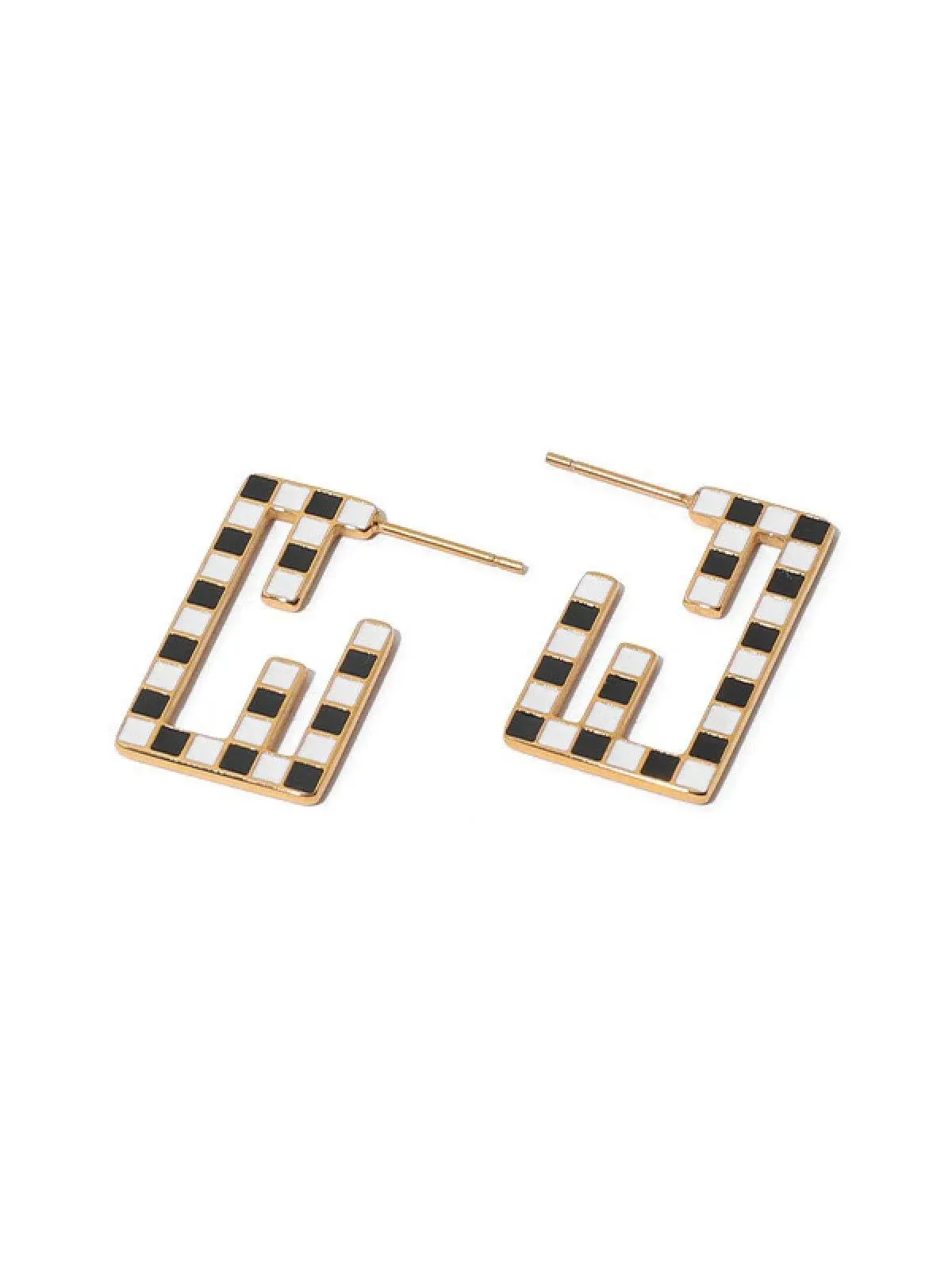 Geometric Black and White Enamel Earrings