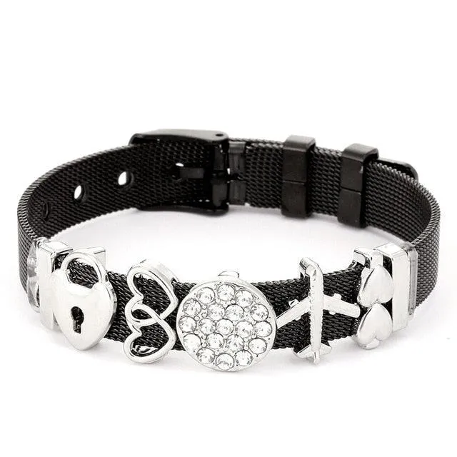 Golden Love Two-tone Stainless Steel Mesh Bracelets