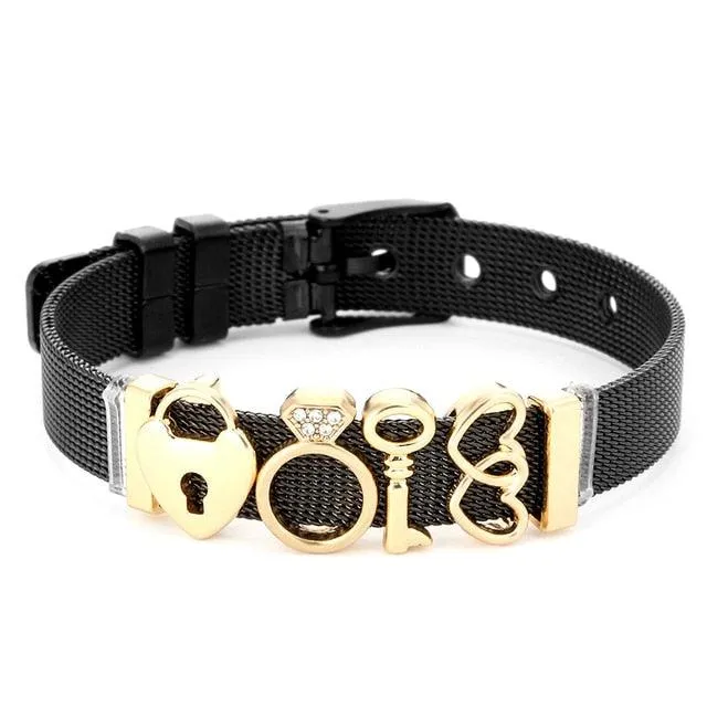 Golden Love Two-tone Stainless Steel Mesh Bracelets