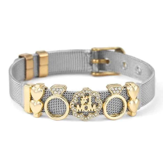 Golden Love Two-tone Stainless Steel Mesh Bracelets