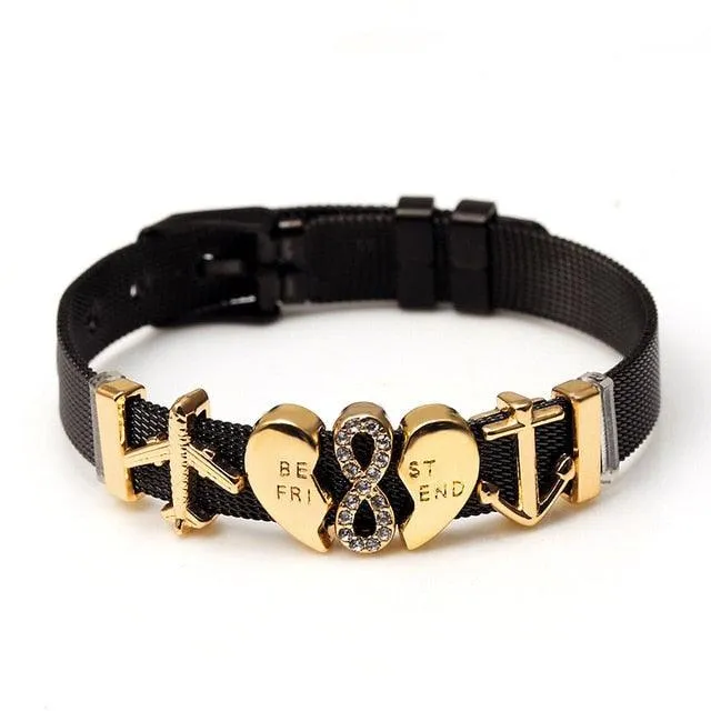 Golden Love Two-tone Stainless Steel Mesh Bracelets