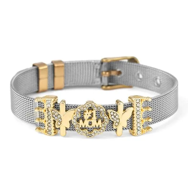 Golden Love Two-tone Stainless Steel Mesh Bracelets