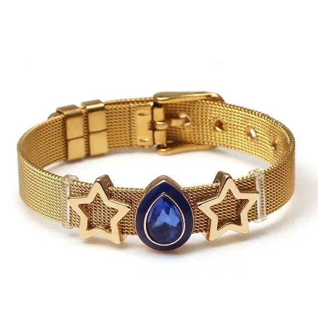 Golden Love Two-tone Stainless Steel Mesh Bracelets