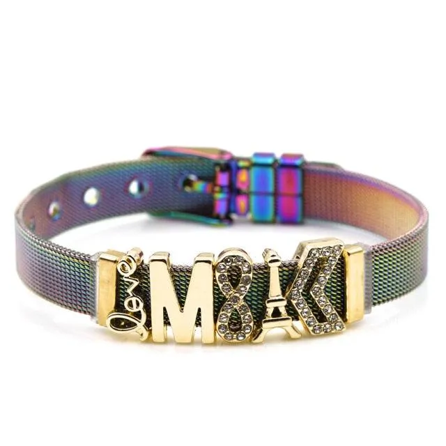 Golden Love Two-tone Stainless Steel Mesh Bracelets