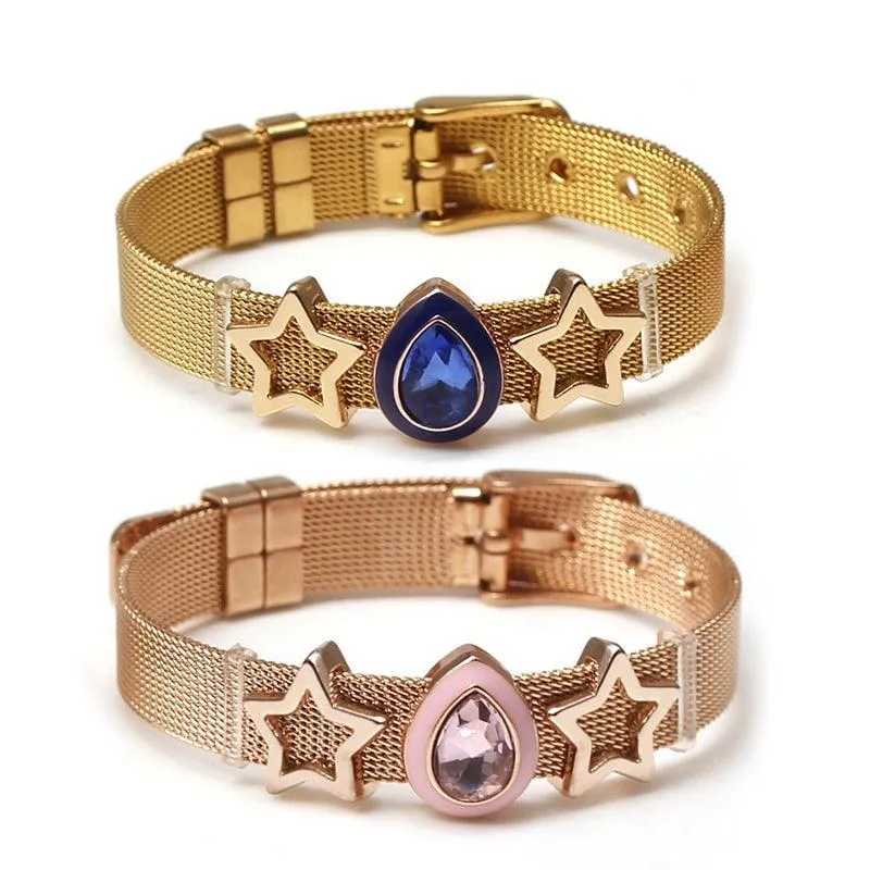 Golden Love Two-tone Stainless Steel Mesh Bracelets