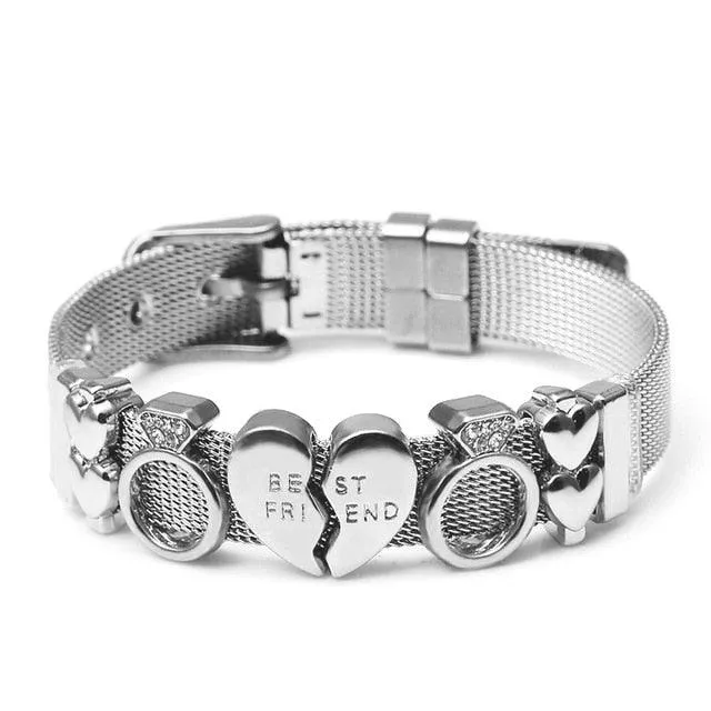 Golden Love Two-tone Stainless Steel Mesh Bracelets