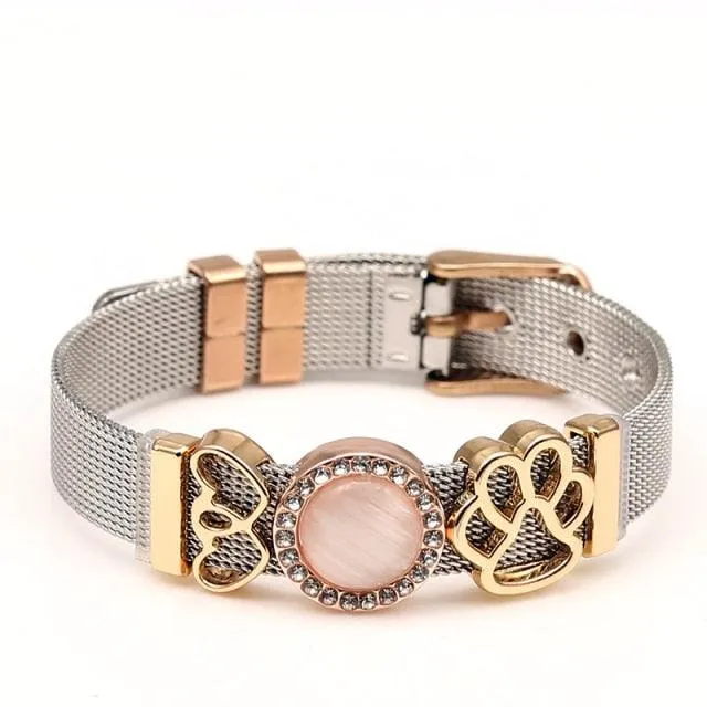 Golden Love Two-tone Stainless Steel Mesh Bracelets