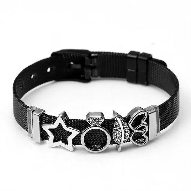 Golden Love Two-tone Stainless Steel Mesh Bracelets