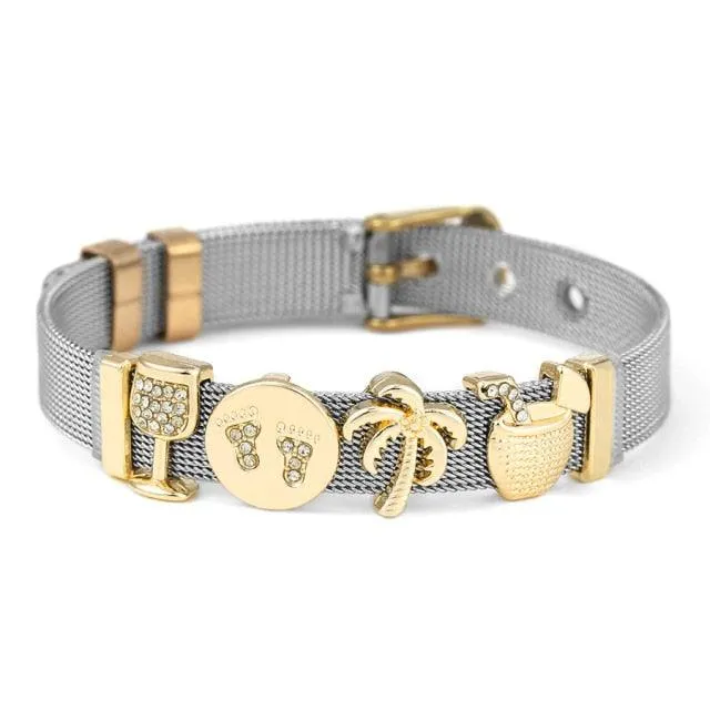 Golden Love Two-tone Stainless Steel Mesh Bracelets