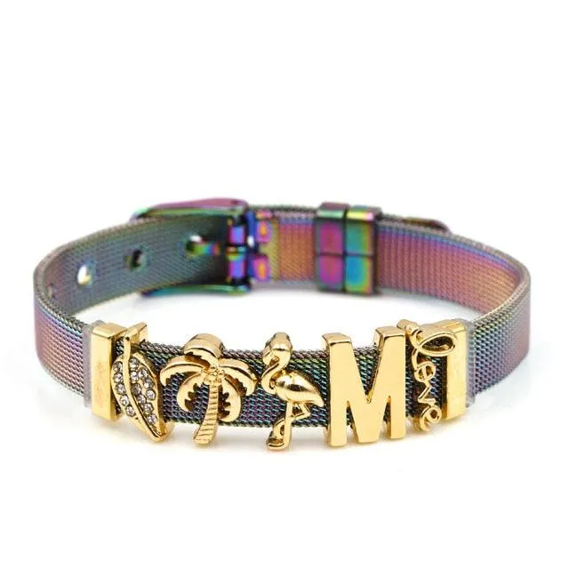 Golden Love Two-tone Stainless Steel Mesh Bracelets