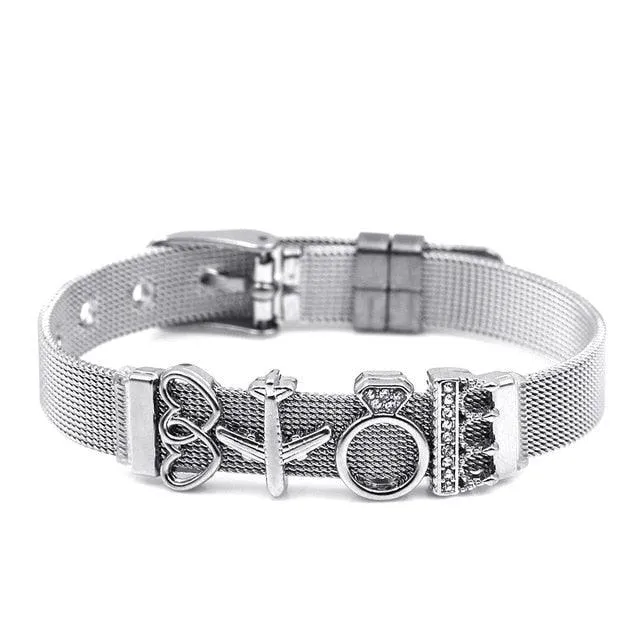 Golden Love Two-tone Stainless Steel Mesh Bracelets