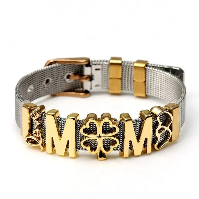Golden Love Two-tone Stainless Steel Mesh Bracelets