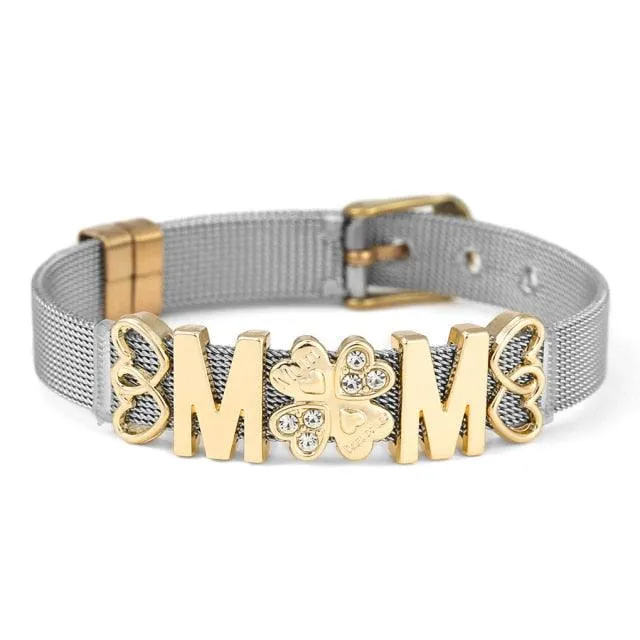 Golden Love Two-tone Stainless Steel Mesh Bracelets