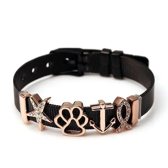 Golden Love Two-tone Stainless Steel Mesh Bracelets