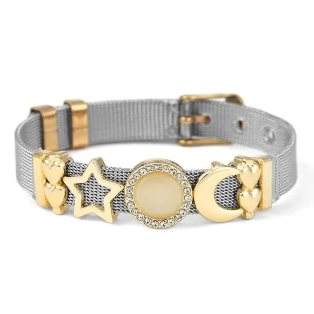 Golden Love Two-tone Stainless Steel Mesh Bracelets