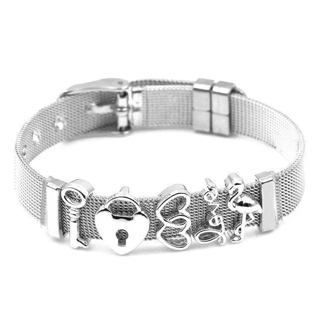 Golden Love Two-tone Stainless Steel Mesh Bracelets