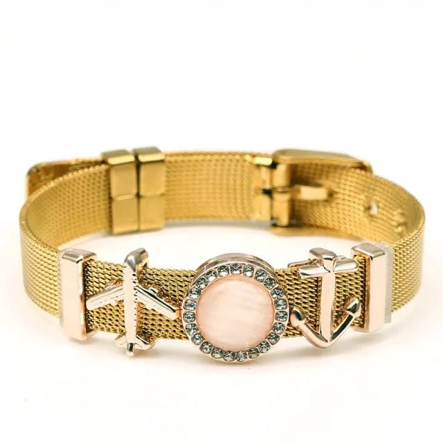 Golden Love Two-tone Stainless Steel Mesh Bracelets