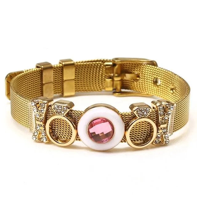 Golden Love Two-tone Stainless Steel Mesh Bracelets