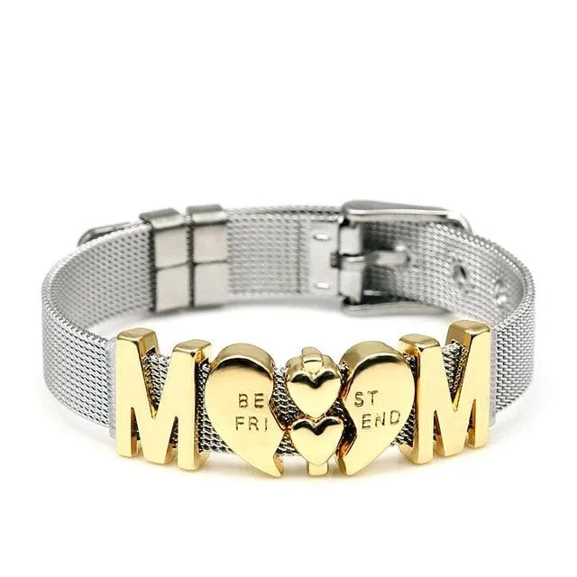 Golden Love Two-tone Stainless Steel Mesh Bracelets