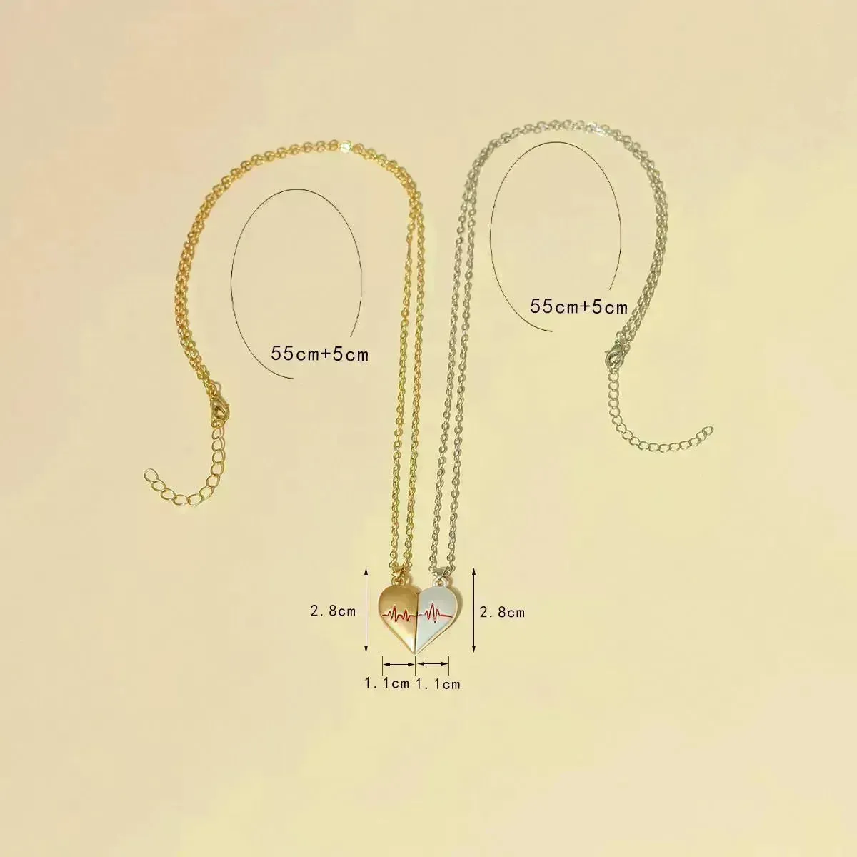 Heartbeat Magnetic Heart Necklace Love Couple Jewelry