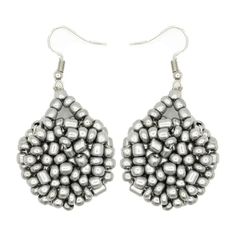 Kanule Beaded Earrings - Silver