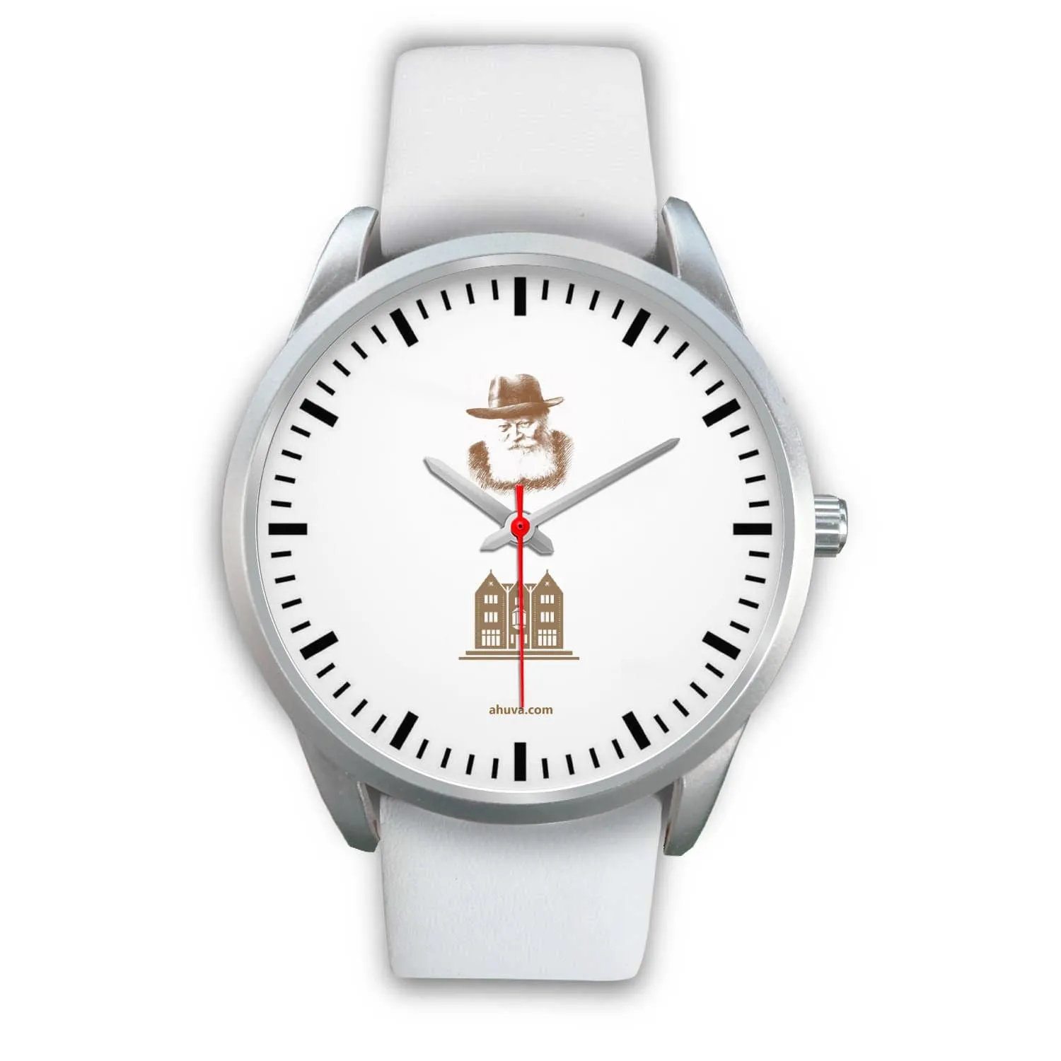 Lubavitcher Rebbe 770 Hebrew Wristwatch Silver