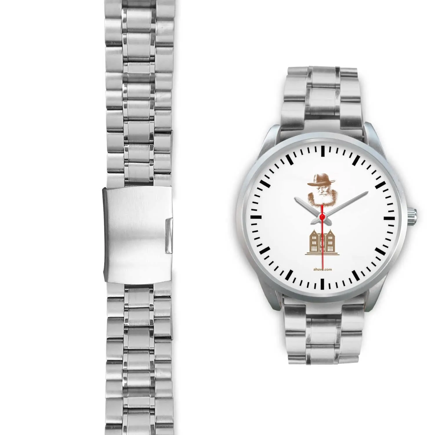 Lubavitcher Rebbe 770 Hebrew Wristwatch Silver