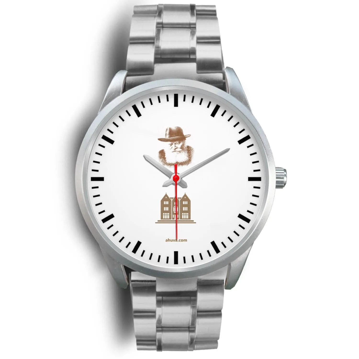 Lubavitcher Rebbe 770 Hebrew Wristwatch Silver