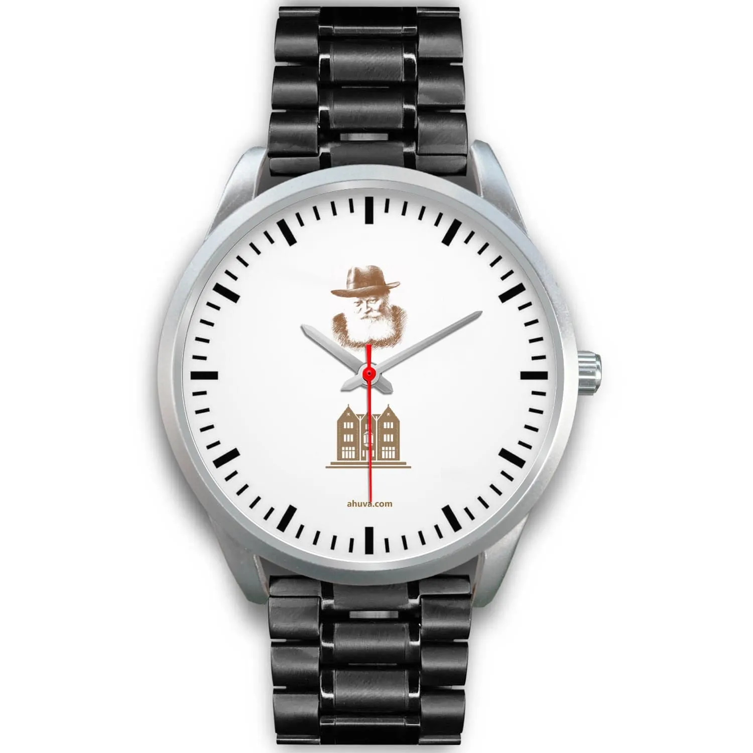 Lubavitcher Rebbe 770 Hebrew Wristwatch Silver